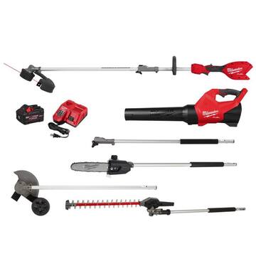 Milwaukee M18 FUEL 18V 16 in. Brushless Cordless QUIK-LOK String Trimmer/Blower Combo Kit w/ Pole Saw, Hedge, Edger, 3ft Extension 303121-49162718-49162719-49162720-2721