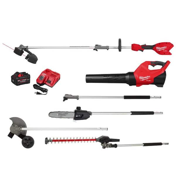 M18 FUEL 18V 16 in. Brushless Cordless QUIK-LOK String Trimmer/Blower Combo Kit w/ Pole Saw, Hedge, Edger, 3ft Extension