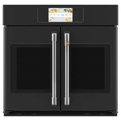 30 in. Smart Single Electric French-Door Wall Oven with Convection Self-Cleaning in Matte Black, Fingerprint Resistant