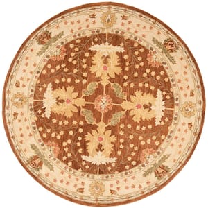 Anatolia Brown/Beige 8 ft. x 8 ft. Round Floral Area Rug