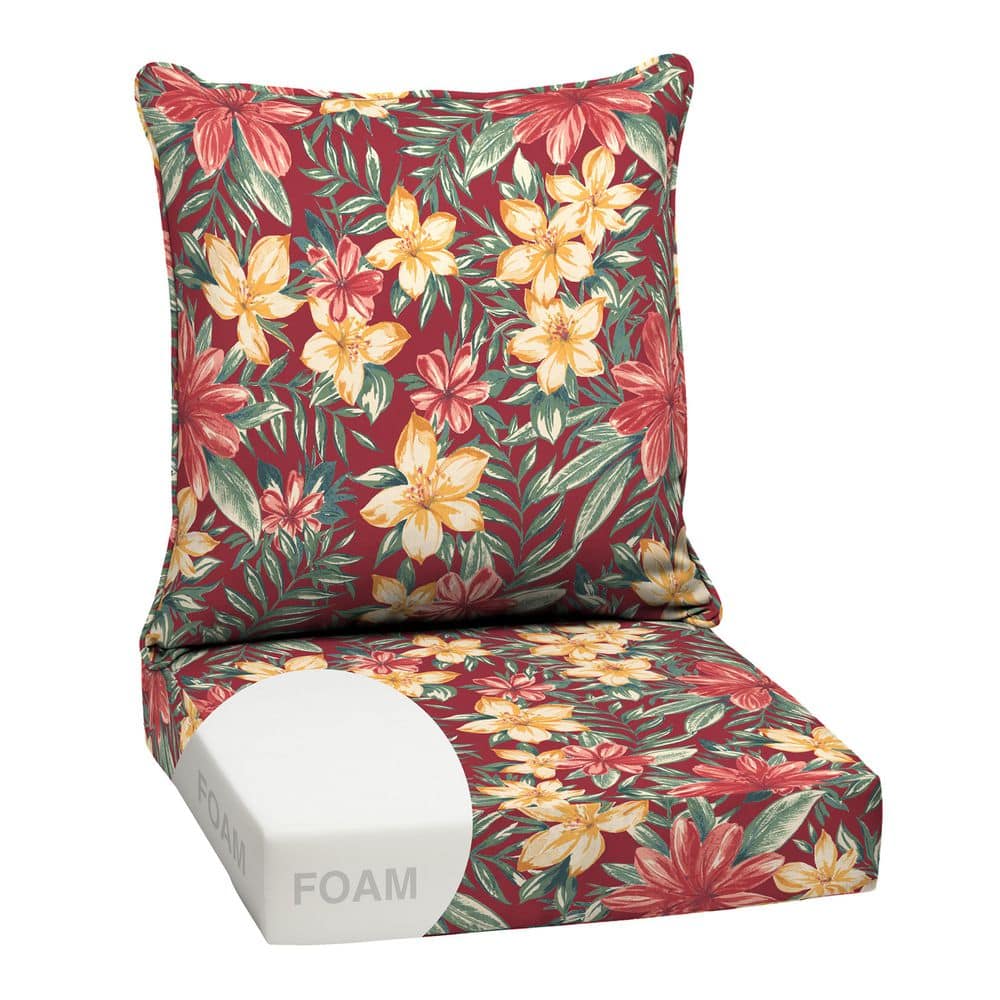 24 in x 24 in 2-Piece Foam Deep Seating Outdoor Lounge Chair Cushion in Ruby Clarissa price history on PriceWatchPro
