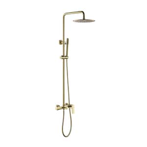 3-Spray Tub and Shower Faucet with Hand Shower in Brushed Gold (Valve Included)