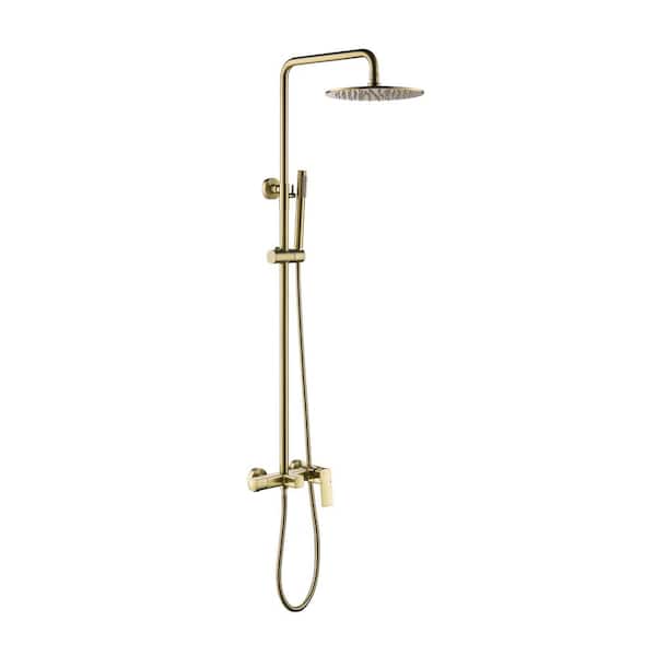 Tomfaucet 3-Spray Tub and Shower Faucet with Hand Shower in Brushed Gold (Valve Included)