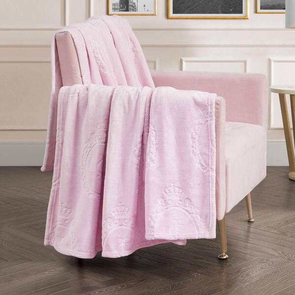 JUICY COUTURE Vintage Juicy Light Pink Plush Microfiber 60 in. x
