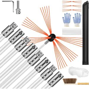 26 Feet Fireplace Cleaner Flexible Chimney Sweep Kit with 8 Rods and 3 Replaceable Bristles