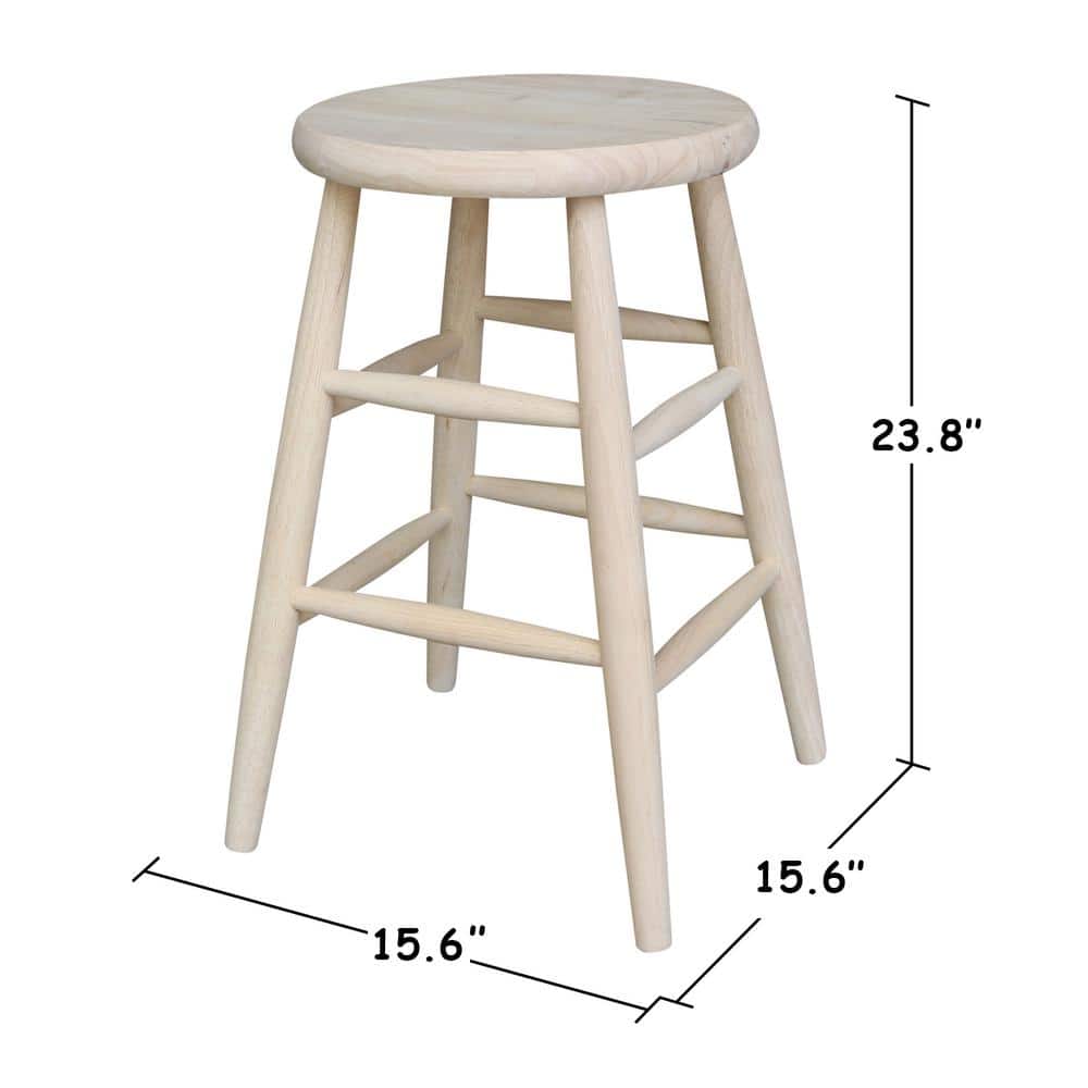 Traditional Solid Hardwood Unfinished Counter Height Stool
