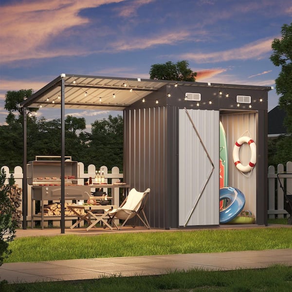 Sizzim 10 ft. W x 3 ft. D 2 in 1 Outdoor Storage With Canopy