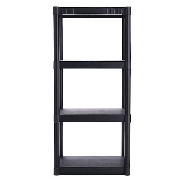 4-Tier Standard Duty ImpactResistant Plastic Garage Storage Shelving Unit in Black (22 in. W x 48.25 in. H x 14.5 in. D)