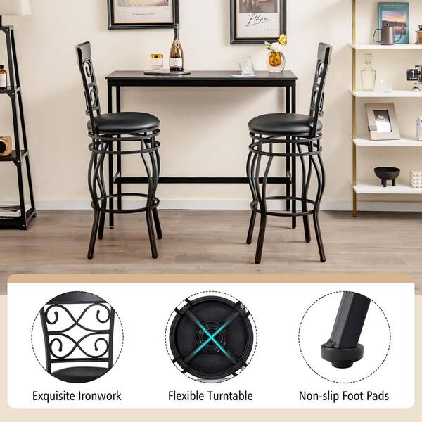 Costway Vintage Swivel Bar Stools 30 in. Bistro Upholstered