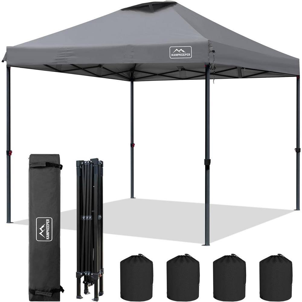 10 ft. x 10 ft. Gray Pop-Up Canopy, 3 Adjustable Height with Wheeled Carrying Bag, 4 Ropes and 4 Stakes price history on PriceWatchPro