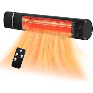 Electric Patio Heater 1500W with 3 Power Settings and Remote Control in Black