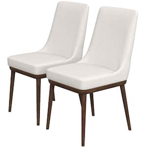 Grayson Mid-Century Polyester Blend Dining Chair in Beige (Pair)