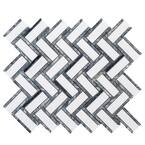 Bayou White 10.25 in. x 11.875 in. Herringbone Mixed Marble Wall and Floor Mosaic Tile (0.845 sq. ft./Each)