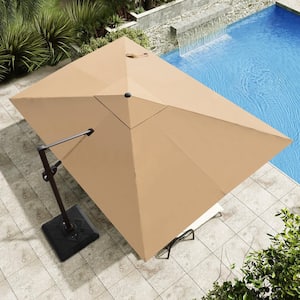 9 ft. x 12 ft. Heavy-Duty Frame Cantilever Patio Single Rectangle Umbrella in Tan