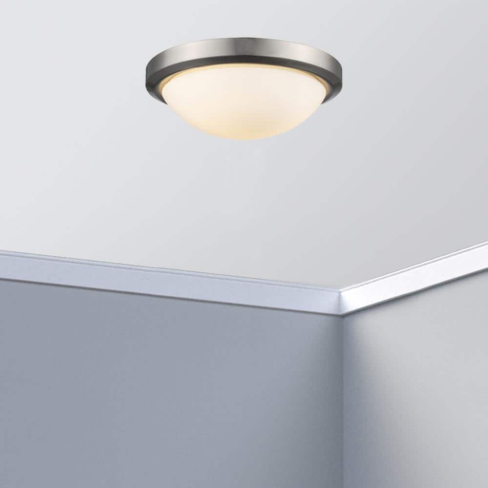 Bliss 15 in. 3-Light Brushed Nickel Flush Mount Ceiling Light Fixture with Frosted Glass Shade price history on PriceWatchPro