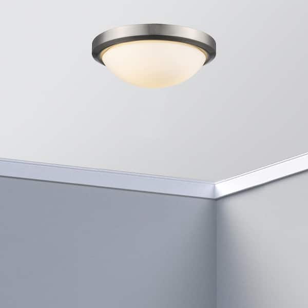 Bel Air Lighting Bliss 15 in. 3-Light Brushed Nickel Flush Mount Ceiling Light Fixture with Frosted Glass Shade