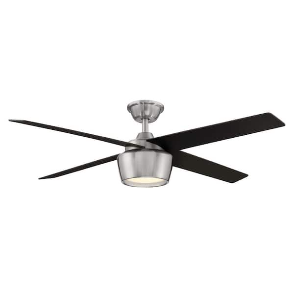 Hampton Bay Havenstone 52 in. Integrated LED Indoor Brushed Nickel Ceiling Fan with Light and Remote Control