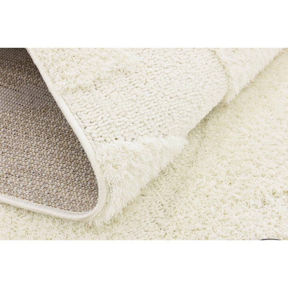 Ivory Floral Shag Synthetic 8' x 10' Easy Care Rug