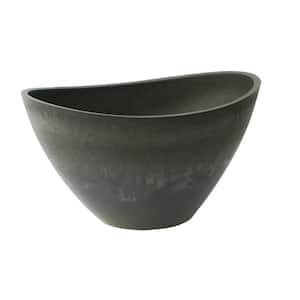Valencia 20 in. x 14 in x 11 in. Oblong Bowl Wave Charcoal Plastic Planter