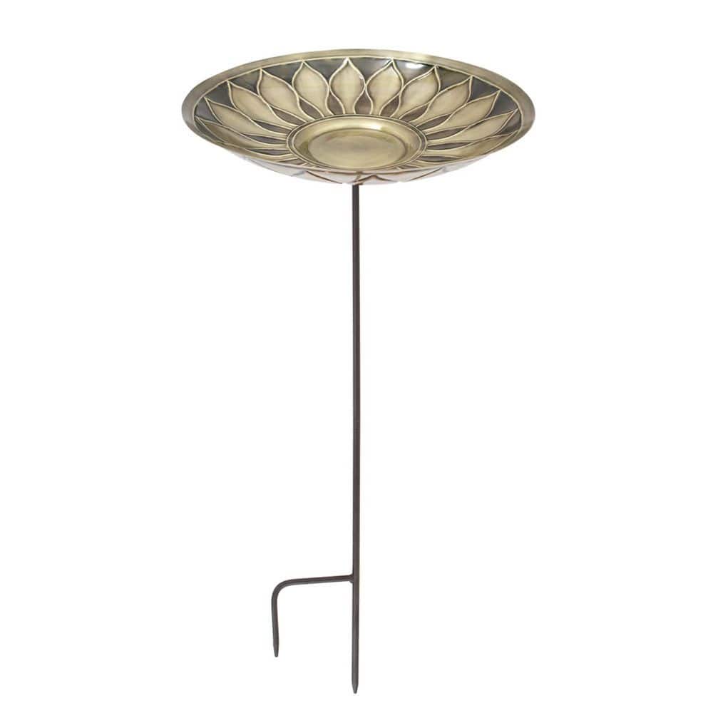 Brass African Daisy Birdbath w/Stake, 39.5 in. Tall, Antique and Patina Finish, Bronze price history on PriceWatchPro