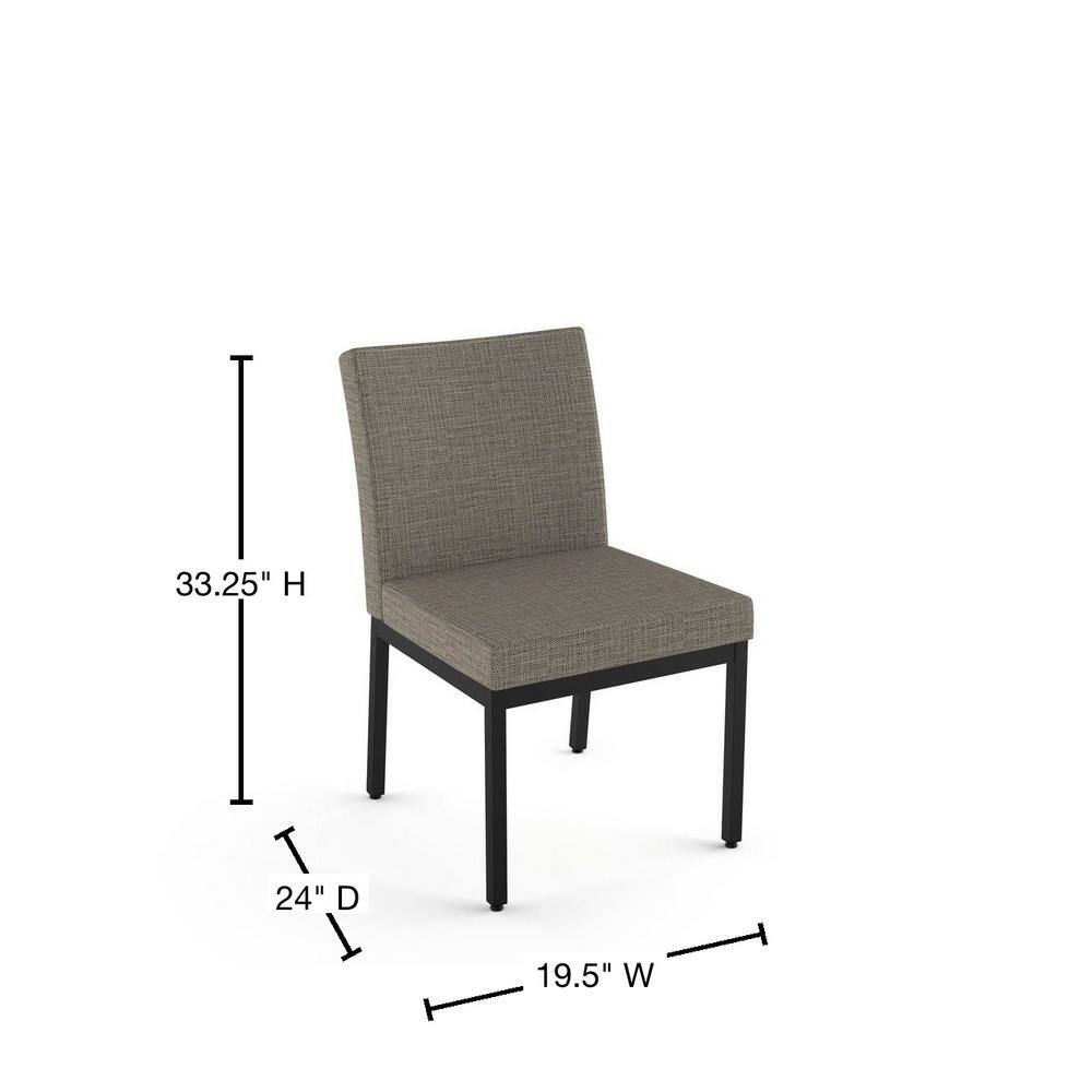 Beige & Black Tweed Fabric Dining Chair with Black Metal Frame, Set of 2