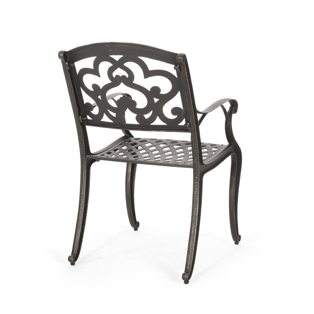 Soft Cloud Patina Copper Cast Aluminum Outdoor Dining Chairs, Set of 2