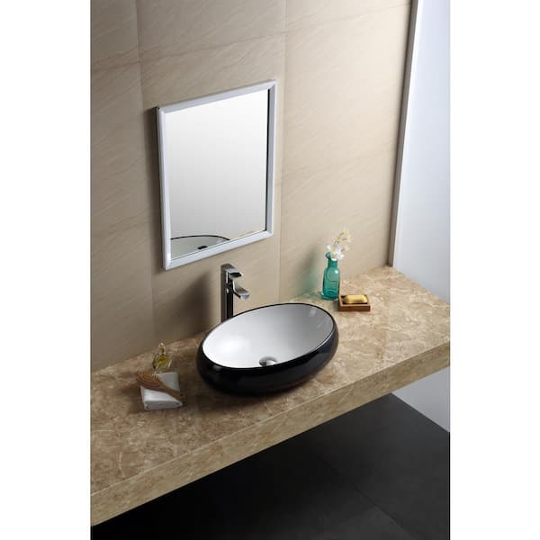 Fine Fixtures Modern Ceramic Oval Vessel Bathroom Sink with Overflow &  Reviews