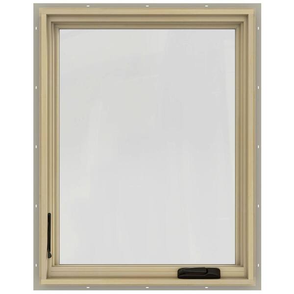 JELD-WEN 30.75 in. x 48.75 in. W-2500 Series Desert Sand Painted Clad Wood Left-Handed Casement Window with BetterVue Mesh Screen