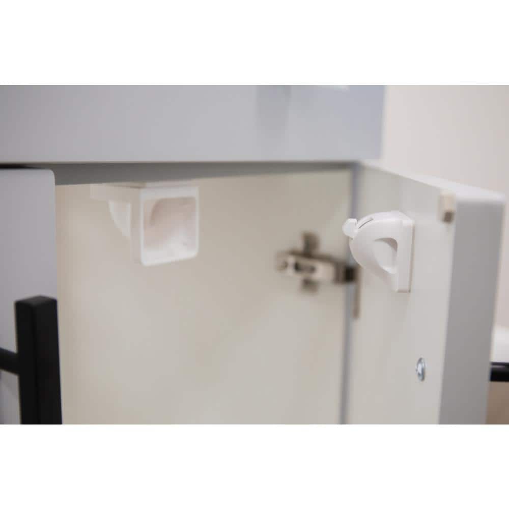White Magnetic Cabinet and Drawer Lock with Key, 4-Pack