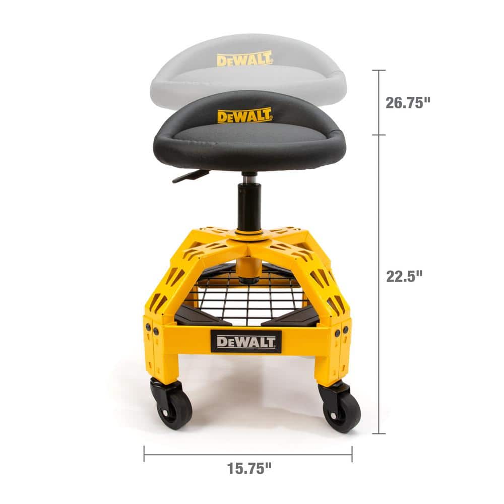 Adjustable Heavy-Duty Steel and Vinyl Swivel Shop Stool with Shelf