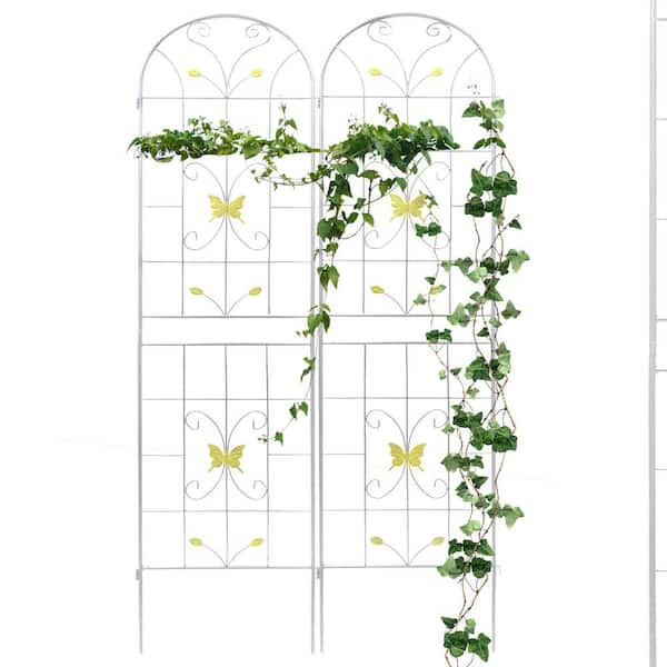 Generic Metal Garden Trellis for Climbing Plants, 19.7"L x 86.7"H for Vines Rose Support Outdoor Trellis (White, 2 Pack)