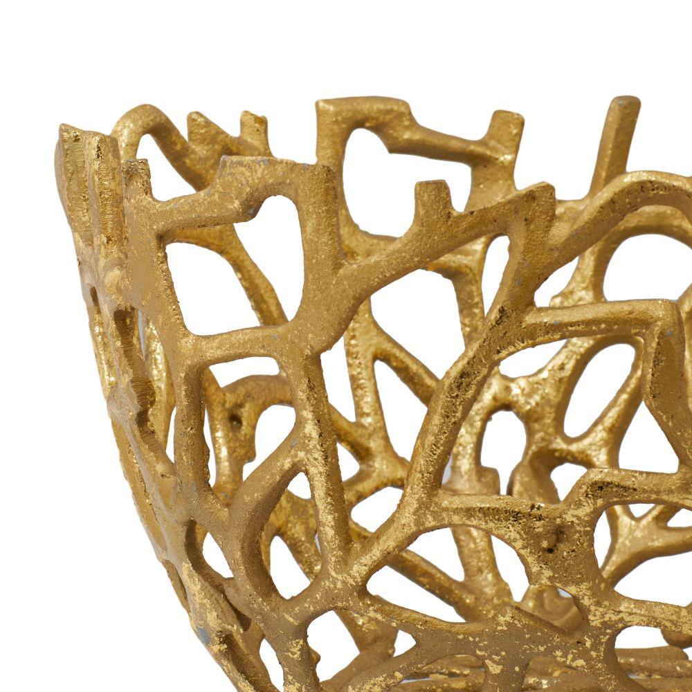 Coastal Gold Aluminum Vine Decorative Bowl Set - 14"x9"