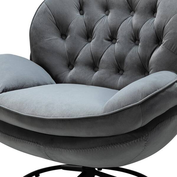 JAYDEN CREATION Leonor Grey Swivel Lounge Chair and Ottoman with