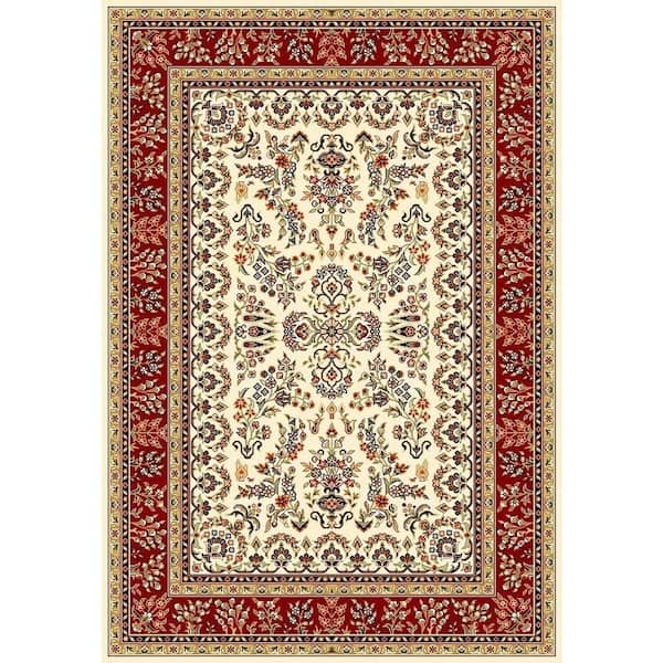 SAFAVIEH Lyndhurst Ivory/Red 4 ft. x 6 ft. Border Antique Floral Area Rug