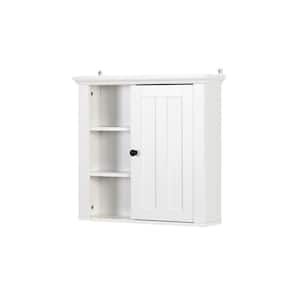 July 21 in. W x 20 in. H x 6 in. D Over the Toilet Bathroom Storage Wall Cabinet in White with a Door