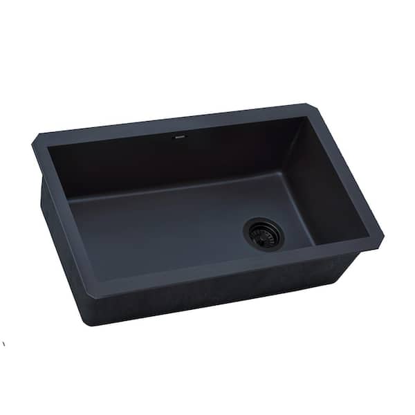 epiGranite 32 in. Undermount SIngle Bowl Kitchen Sink in Catalina Blue Granite Composite with Offset Drain