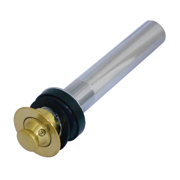 Lift and Turn Bathroom Sink Drain without Overflow, Brushed Brass