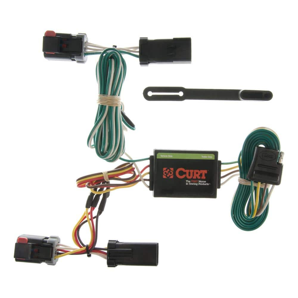 CURT Custom Vehicle-Trailer Wiring Harness, 4-Way Flat, Select Caravan, Durango, Town and Country, Voyager, Quick T-Connector