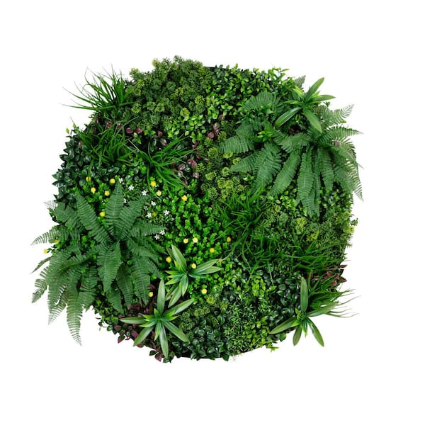 40 in. UV Resistant Amalfi Coast Artificial Living Wall Art Hedge Panel in Black Aluminum Frame (Indoor/Outdoor)