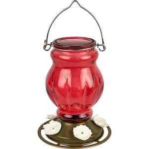 Ruby Visions Antique Glass Hummingbird Feeder 25 oz