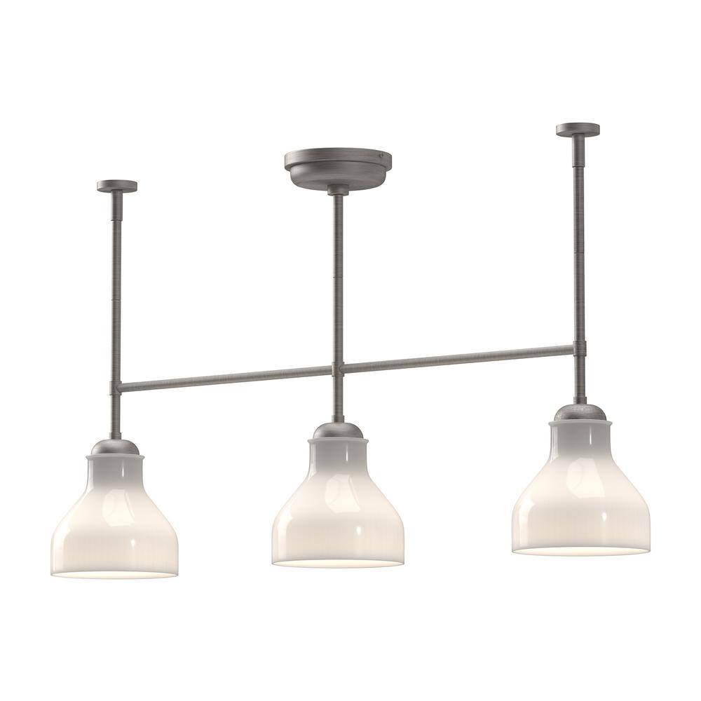 Westlake Parisian 3-Light Brushed Nickel Island Pendant with Glossy Opal Glass