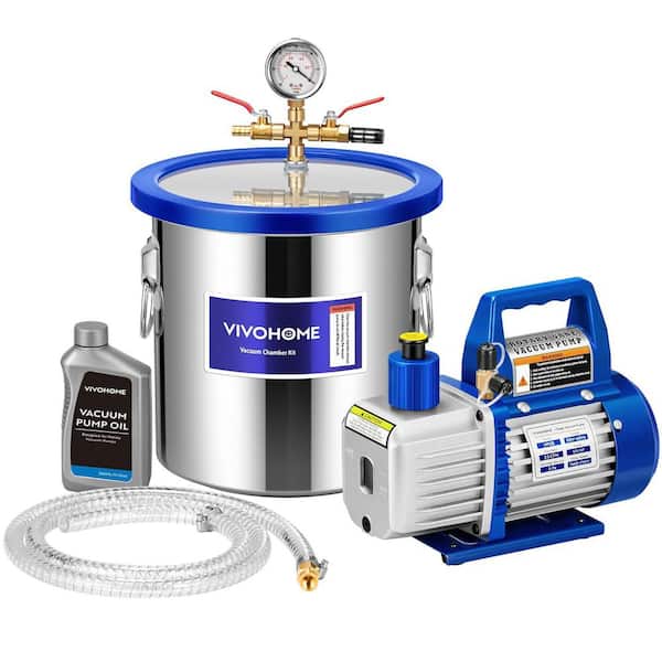 3 Gal. Stainless Steel Degassing Chamber with 3.5 CFM 1 Stage Pump Kit