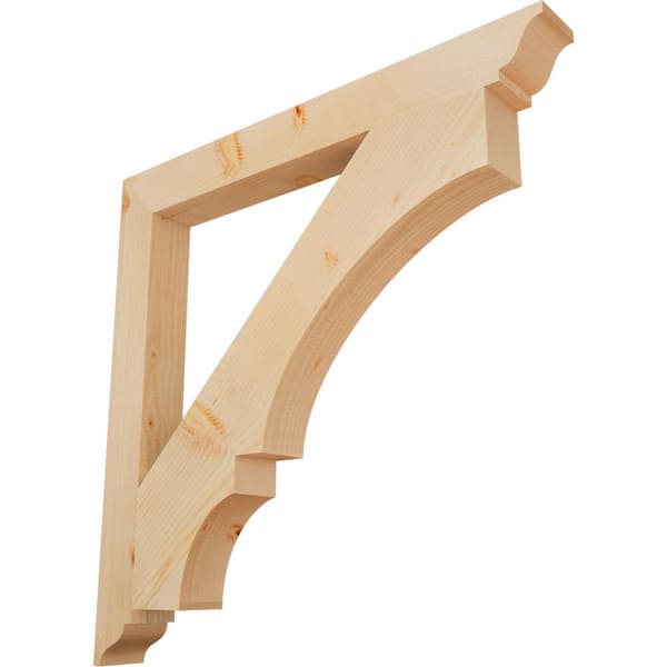 Ekena Millwork 3.5 in. x 38 in. x 38 in. Douglas Fir Balboa Traditional Smooth Bracket