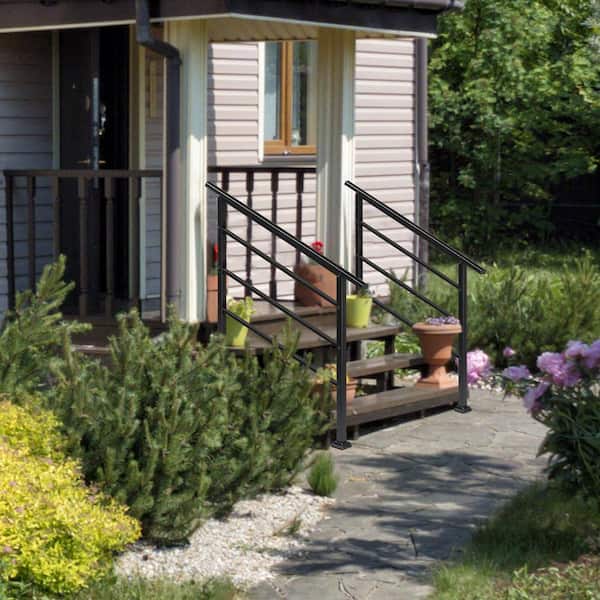 Karl home 38 in. H x 49 in. W Black Iron Stair Railing Kit