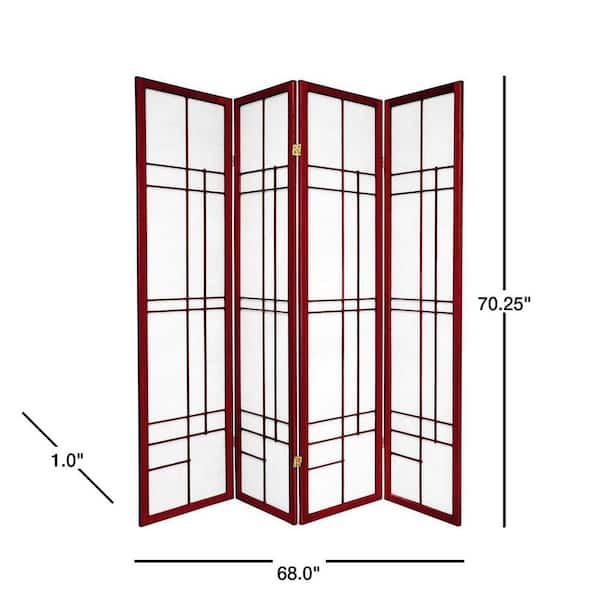 6 ft. Rosewood 4-Panel Room Divider