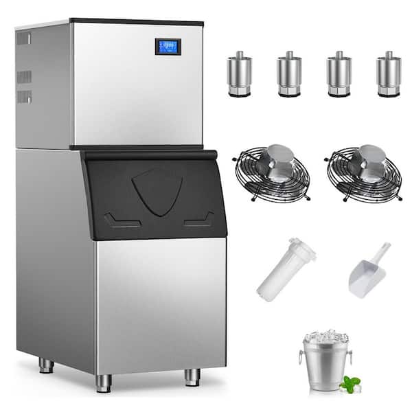 22.3 in. 510 lbs. Per Day Split Commercial Freestanding Ice Maker 156-Full Size Ice Cubes/Cycle in Silver with Filter