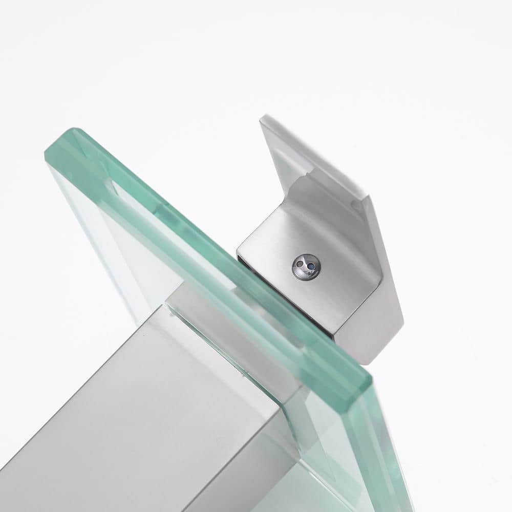 Brushed Nickel Glass Waterfall Single Handle Bathroom Faucet