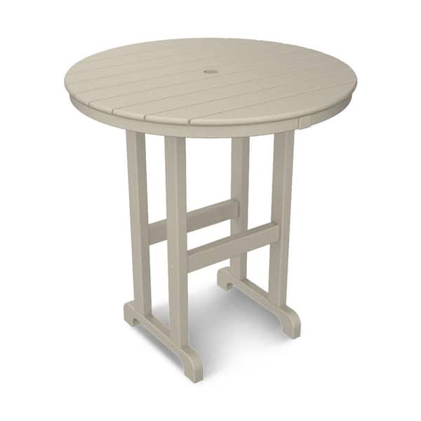 POLYWOOD La Casa Cafe 36 in. Sand Round Patio Counter Table