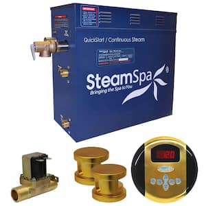 Oasis 10.5kW QuickStart Steam Bath Generator Package with Built-In Auto Drain in Polished Gold