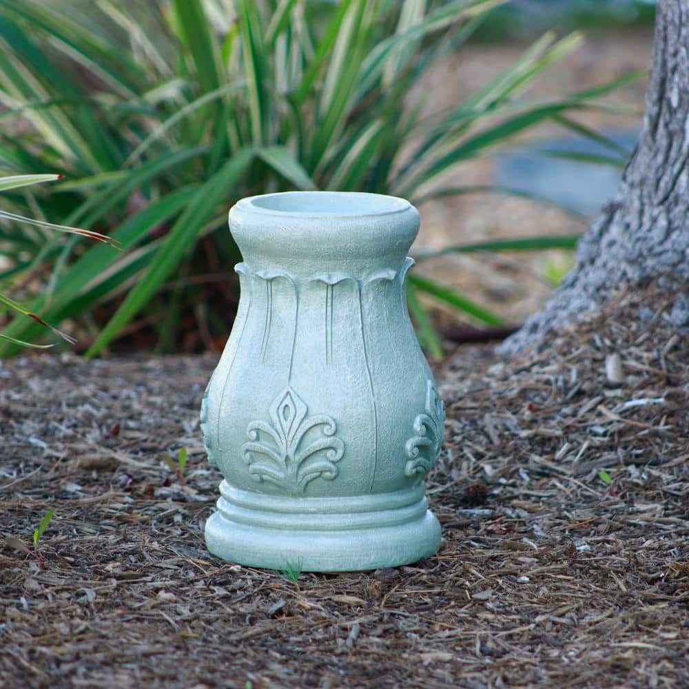 12" Tall Green Polyresin Roman Column Gazing Globe Stand